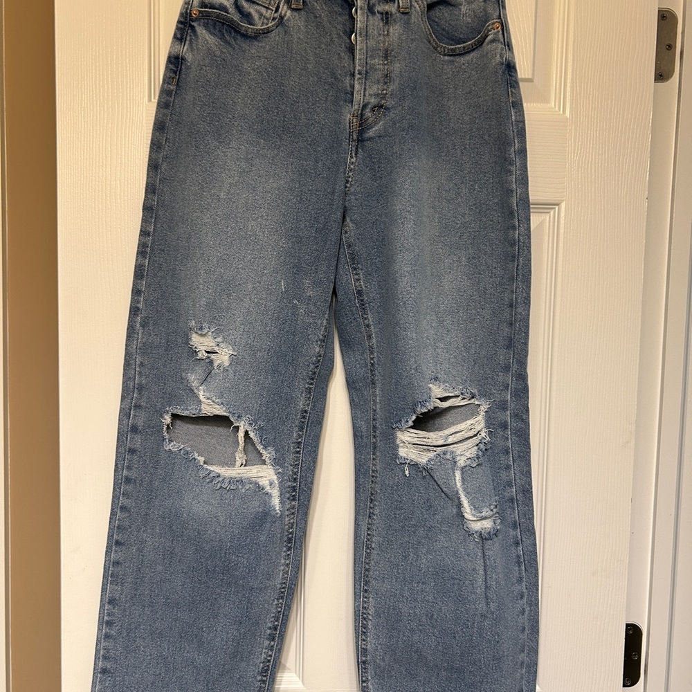 Wild Fable super high rise straight distressed jeans
